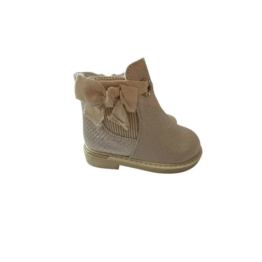 River Island Baby Cream Bow Ankle Boots Size UK C5 EUR 21.5